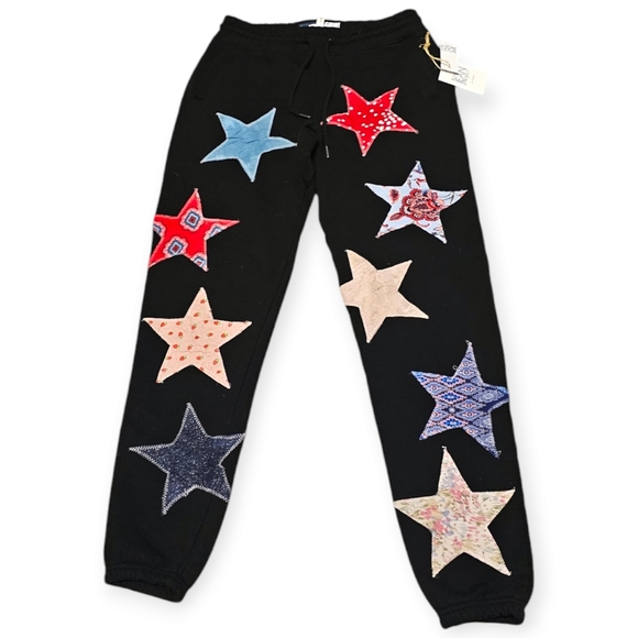 NWT Rialto Jean Project Ariel Star Patchwork Jogger Sweatpants - Picture 2 of 7